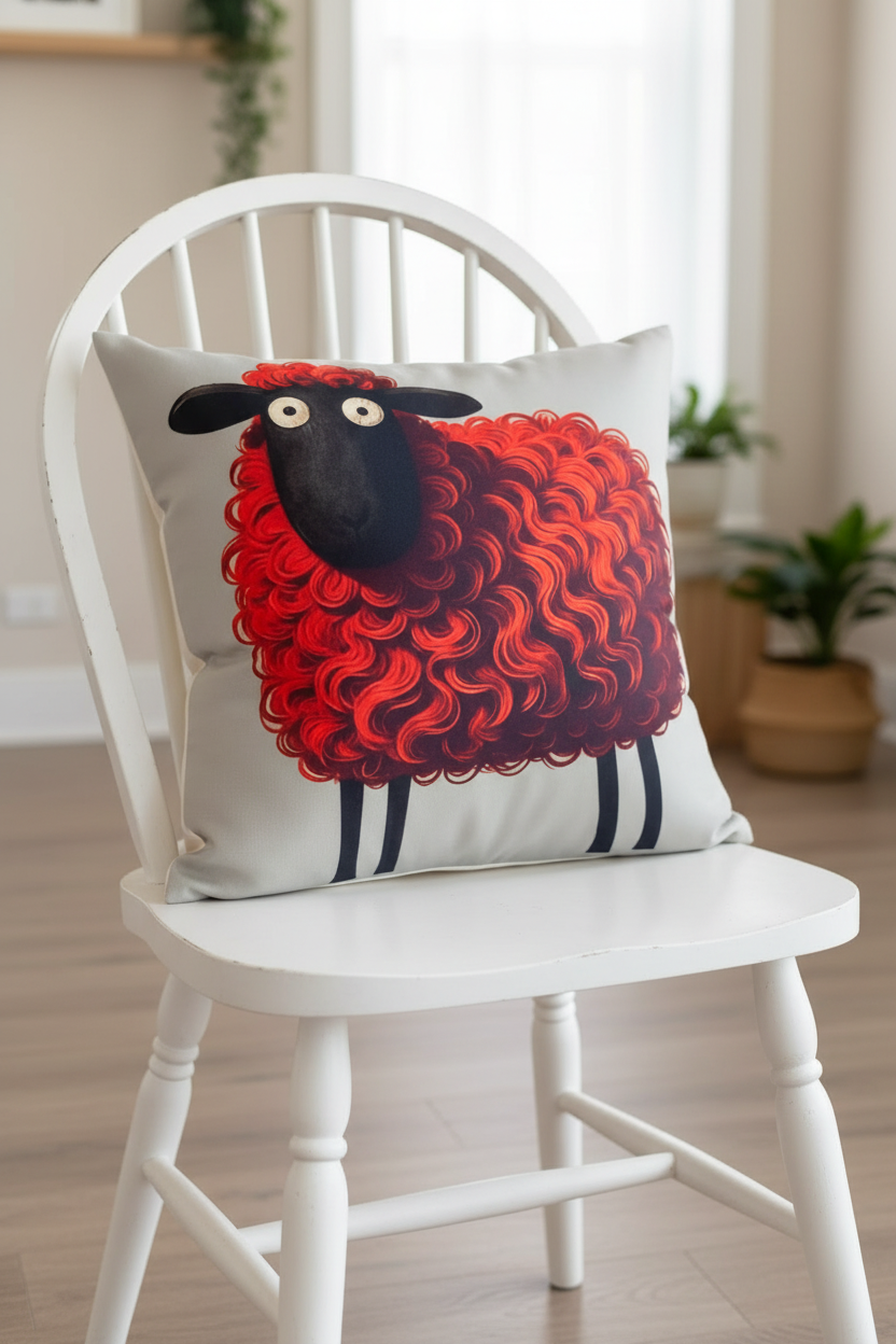 Coussin décoratif en laine de mouton Suffolk – Mouton roux 46 X 46 cm