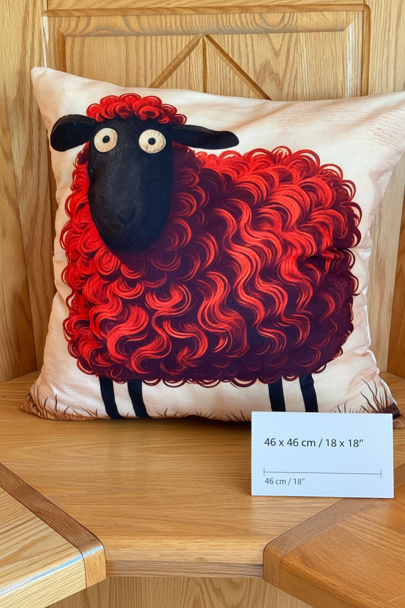 Coussin décoratif en laine de mouton Suffolk – Mouton roux 46 X 46 cm