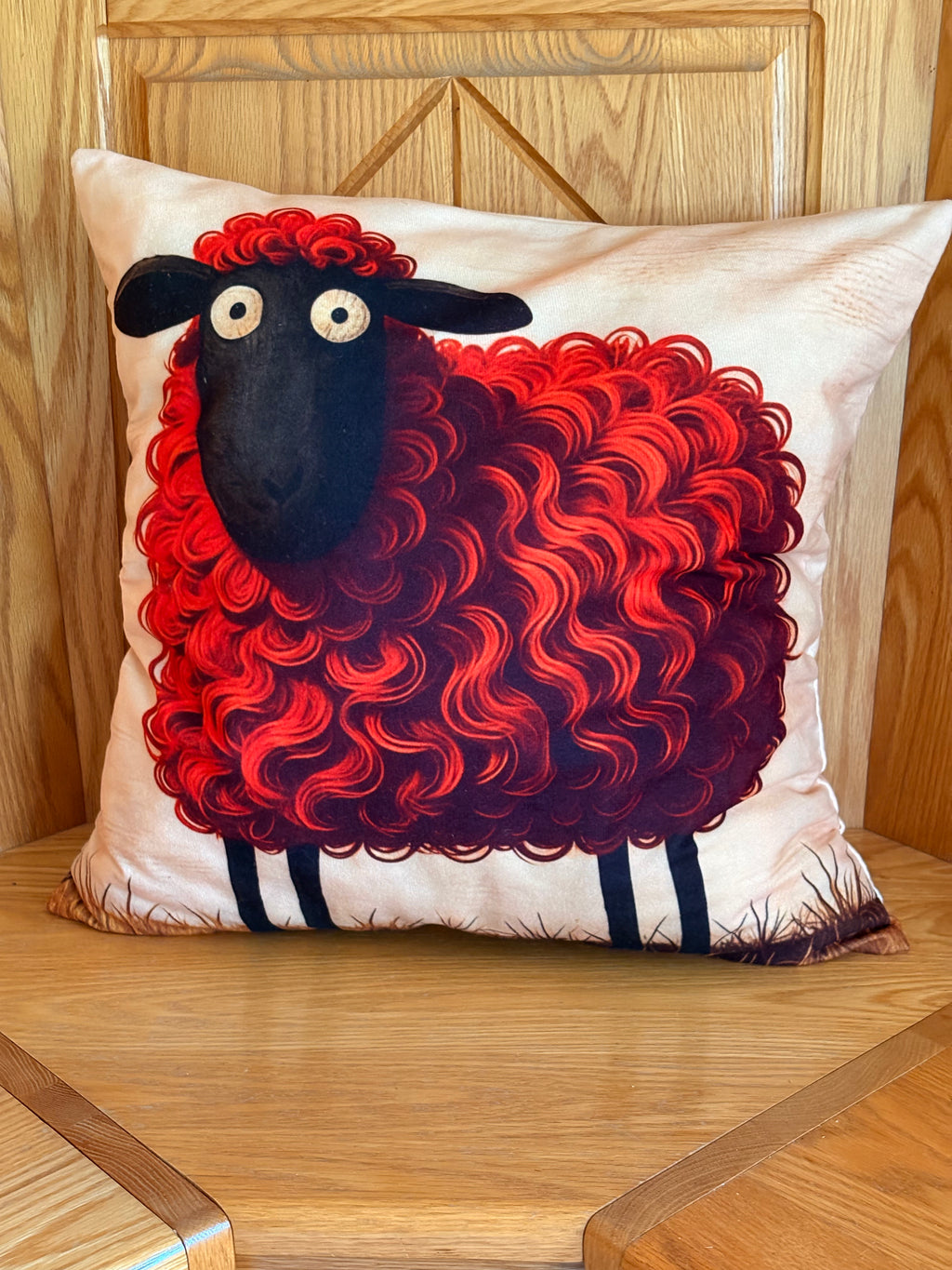 Coussin décoratif en laine de mouton Suffolk – Mouton roux 46 X 46 cm