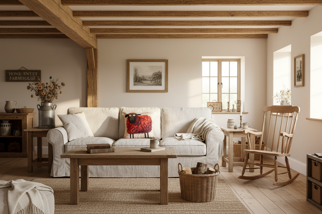 Coussin décoratif en laine de mouton Suffolk – Mouton roux 46 X 46 cm