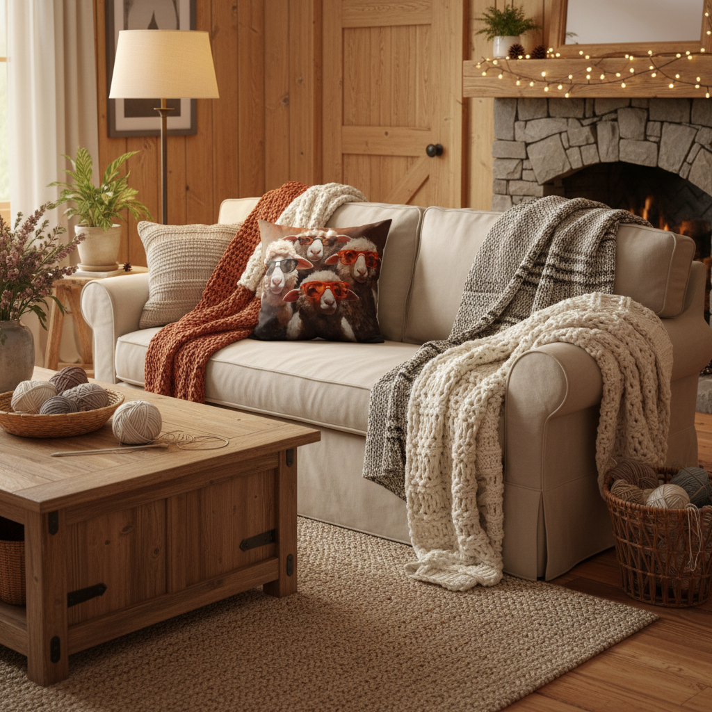 🐑 Coussin décoratif en laine – Le Gang des Moutons Stylés