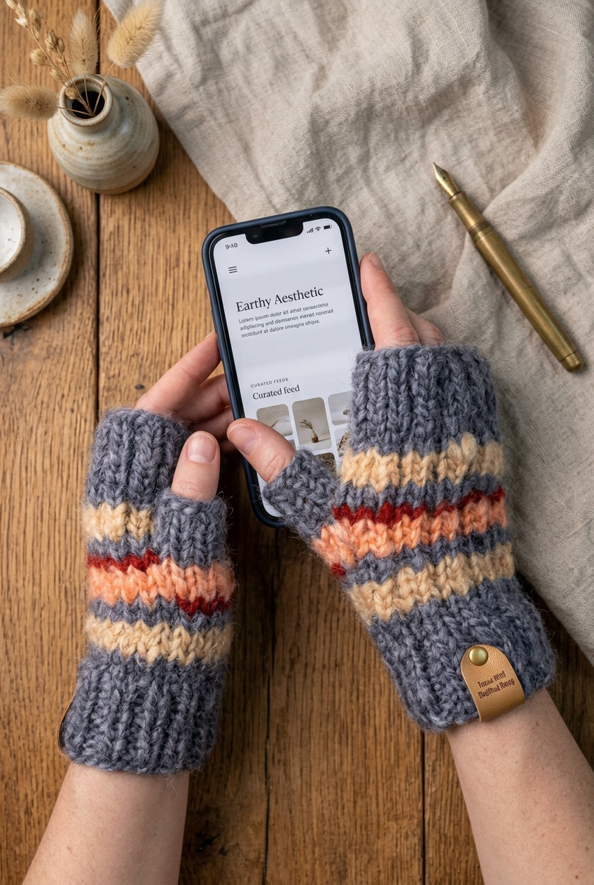 Mini-mitaines artisanales en laine – Couleurs d’automne