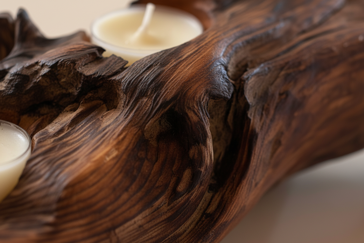 Chandelier en bois de grève artisanal  – pièce unique de la Gaspésie 37 cm x 14 cm x 10 cm / WoolWood Dream