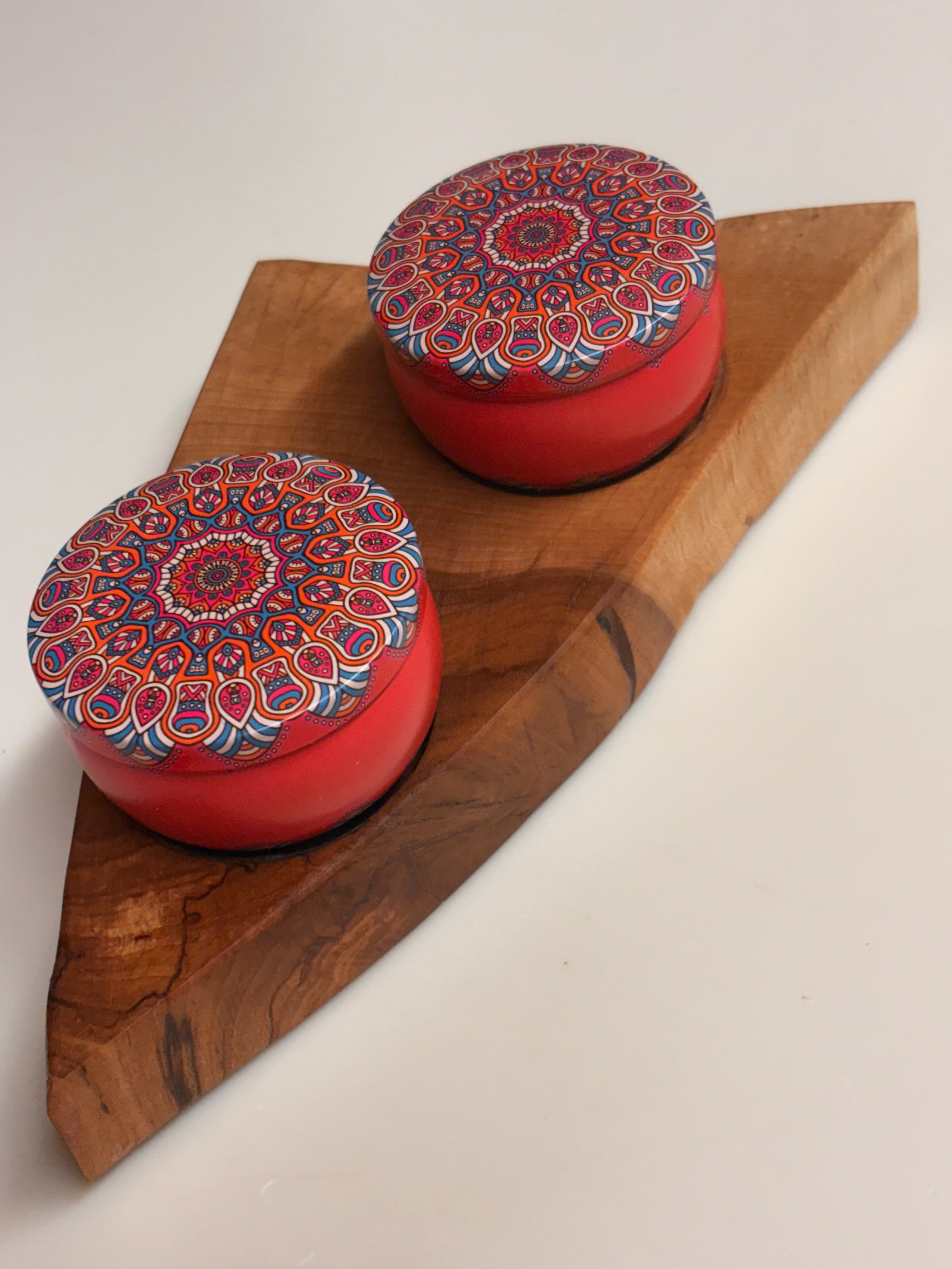 Support à chandelles double en bois massif – Pièce artisanale unique