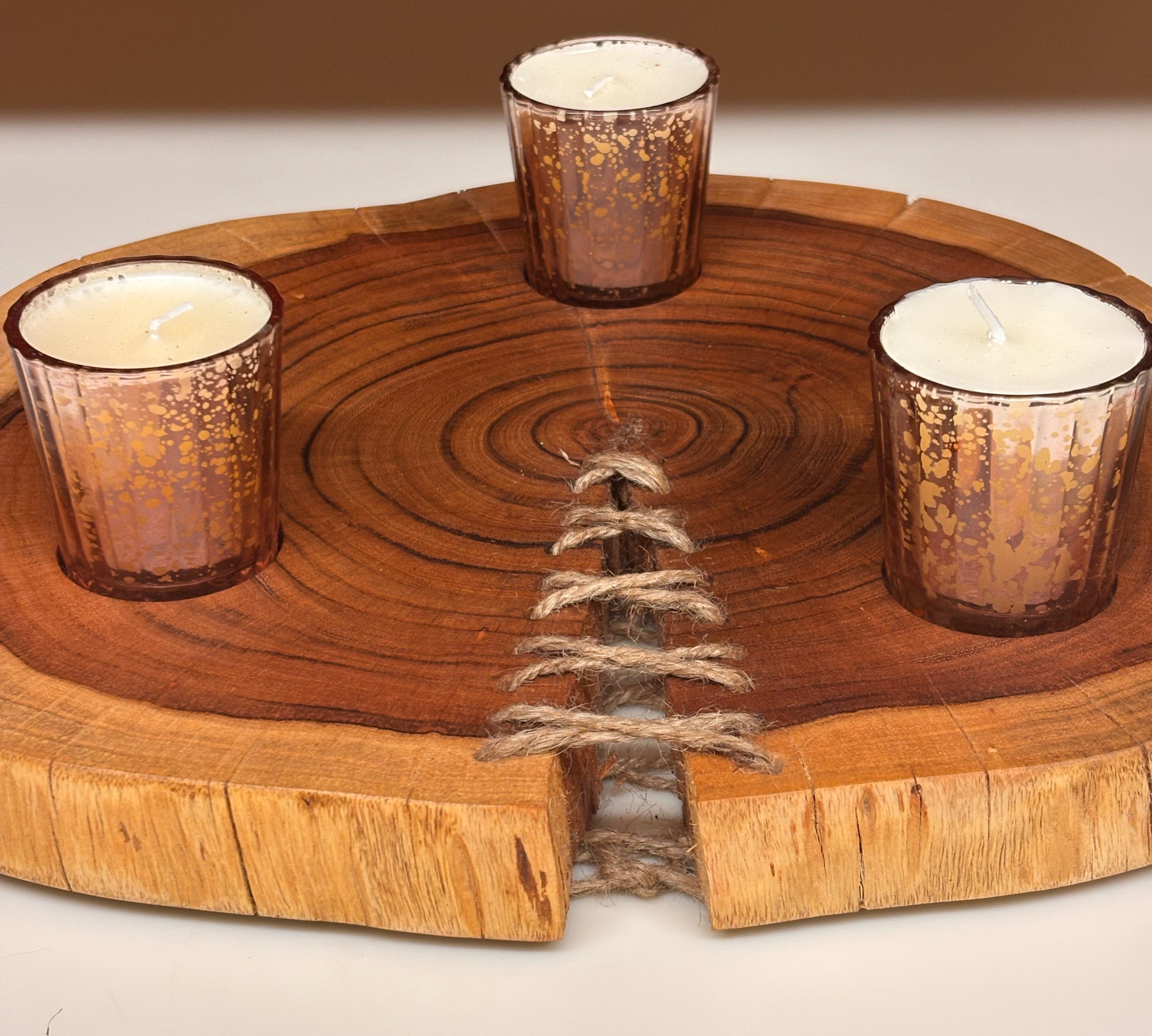 Chandelier d'acacia support pour 3  bougies 33 cm x 29 cm / WoolWood Dream