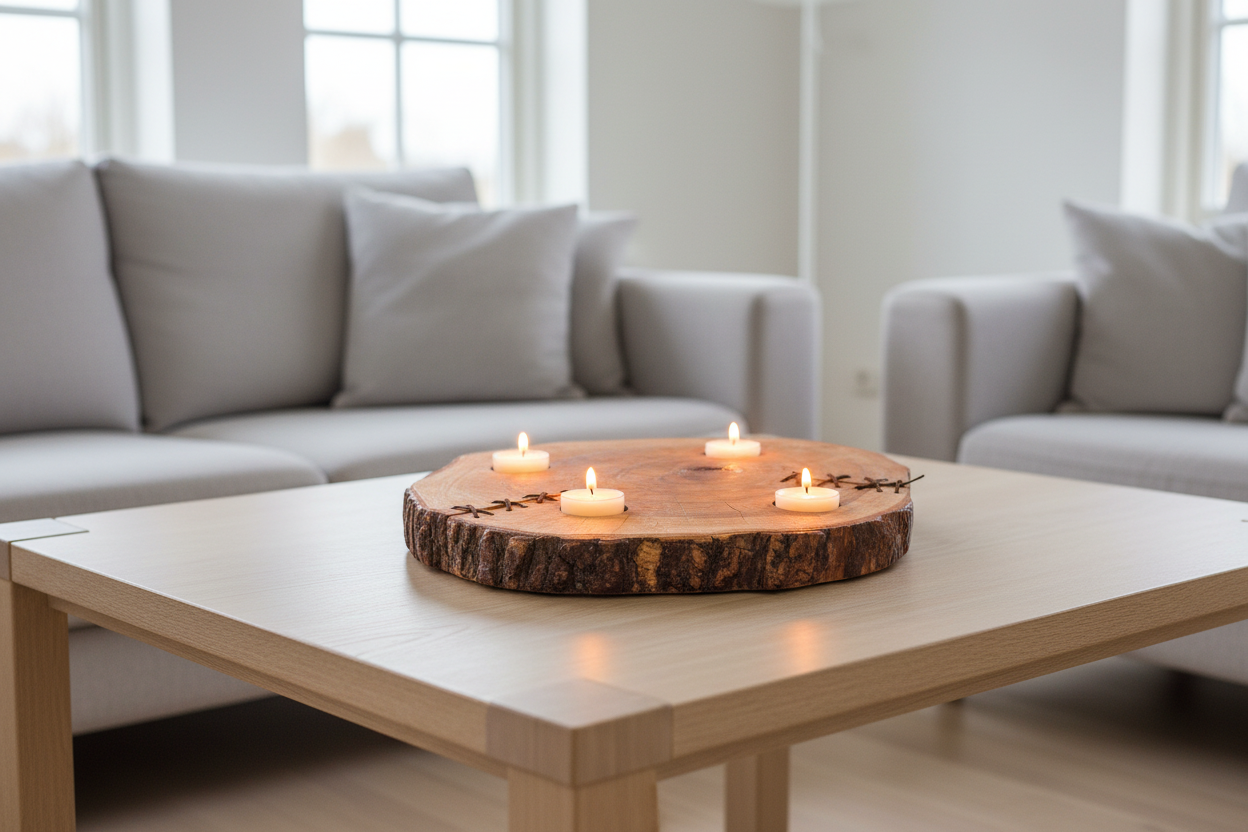 Chandelier en bois d'érable support pour 4 bougies 33 cm x 28 cm / WoolWood Dream