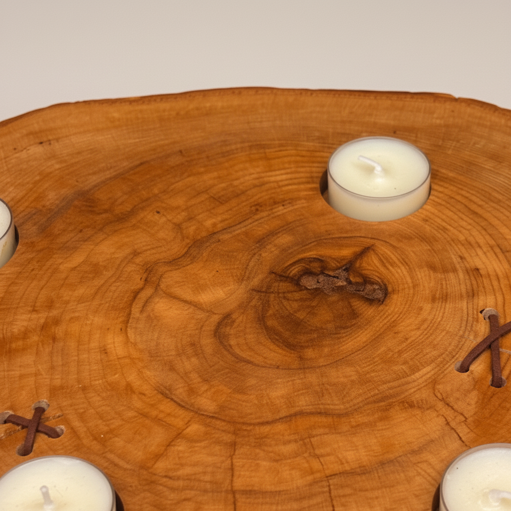 Chandelier en bois d'érable support pour 4 bougies 33 cm x 28 cm / WoolWood Dream