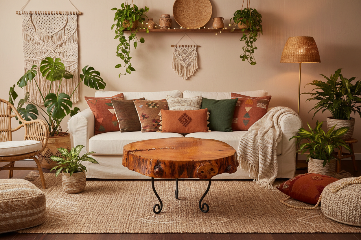 Table en bois artisanale  63 cm x 56 cm x 35.5 cm - pièce unique / WoolWood Dream