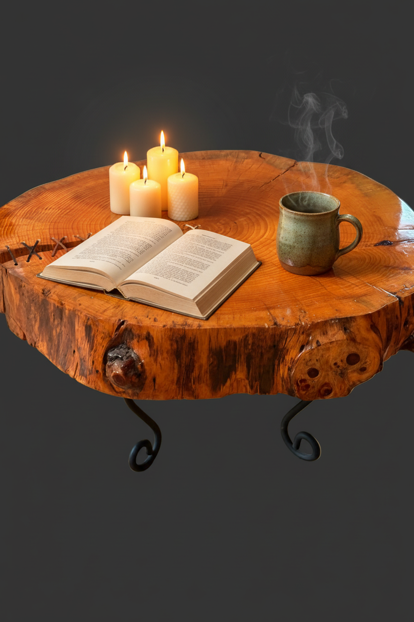 Table en bois artisanale  63 cm x 56 cm x 35.5 cm - pièce unique / WoolWood Dream
